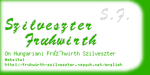 szilveszter fruhwirth business card